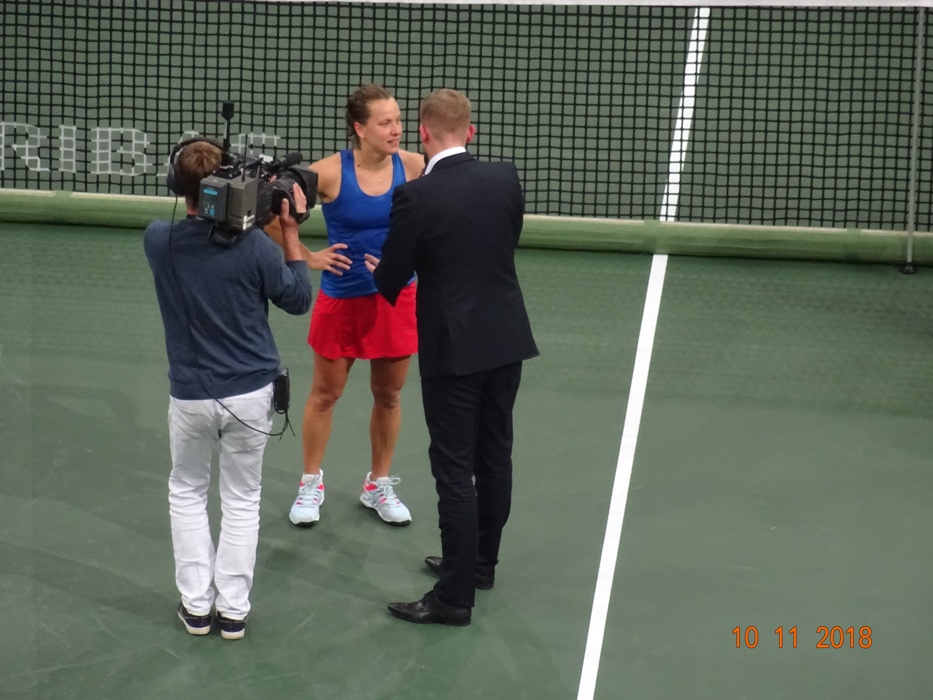 Fed Cup ČR - USA 2018 - Barbora Strýcová po své poslední výhře ve FC.
